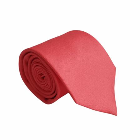 Gravata de Seda Lisa Rosa Coral Maquinetada