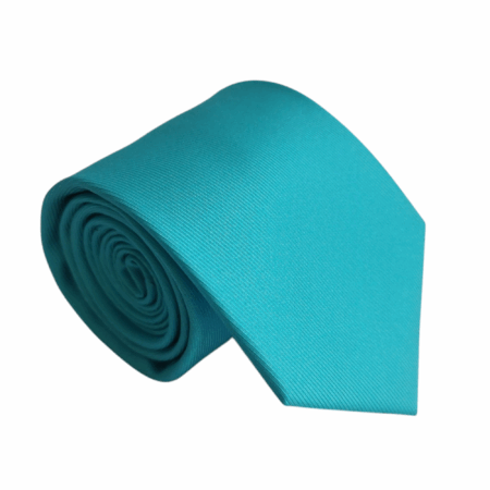 Gravata de Seda Lisa Azul Tiffany Maquinetada