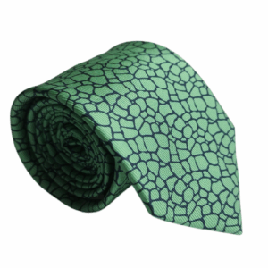 Gravata de Seda Verde com Estampa Petra Abstrata